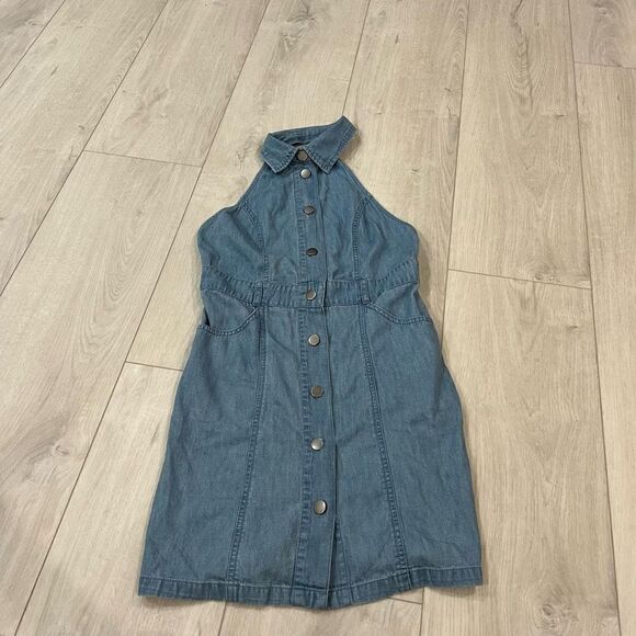 Free People Denim Open Back Sami Dress size XS - Picture 1 of 8